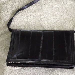 Eel skin shoulder bag/clutch black
